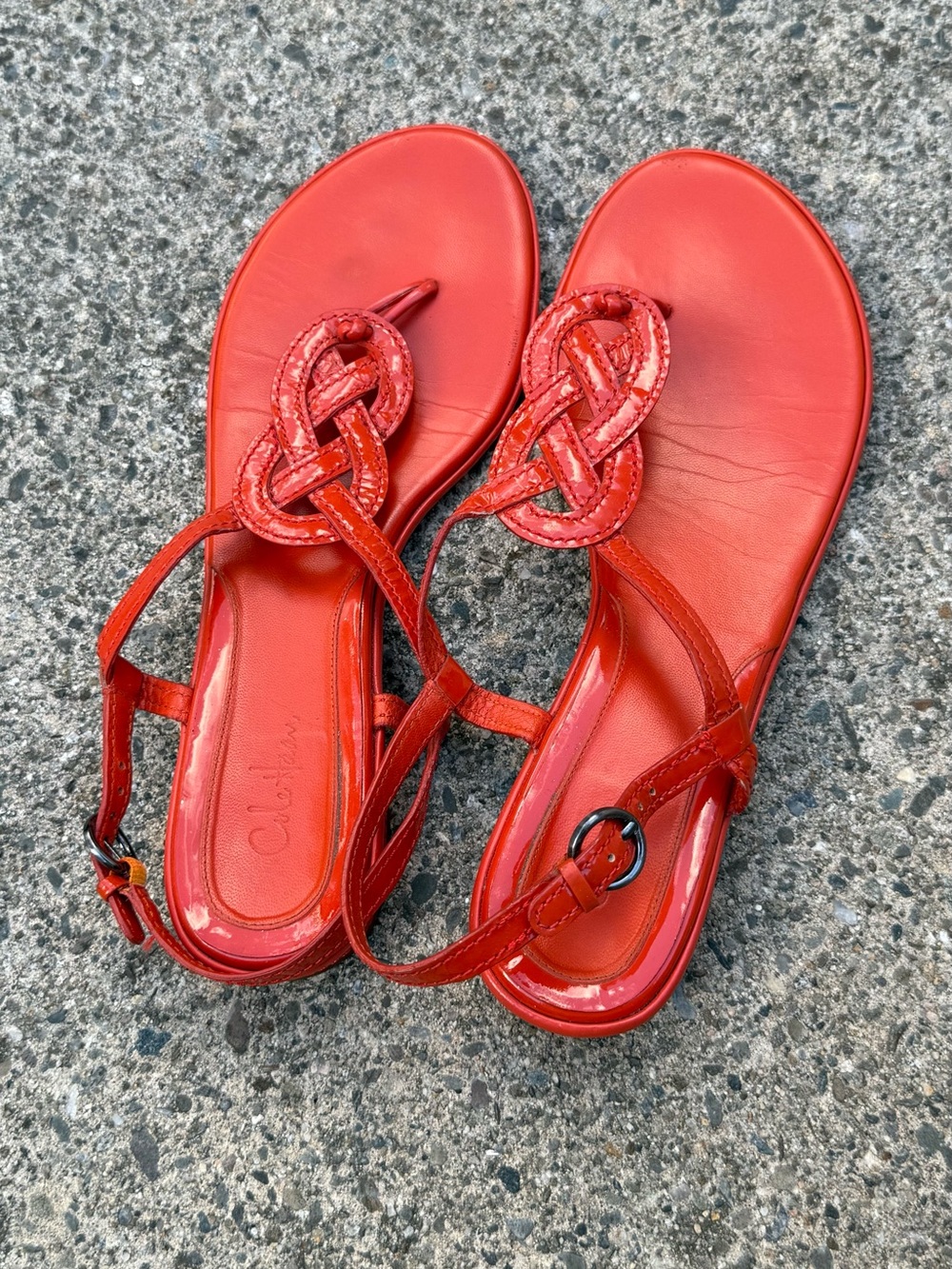 Cole Haan Bright Orange Braided Toe-Ring Sandals Size 9.5 - Picture 9 of 11